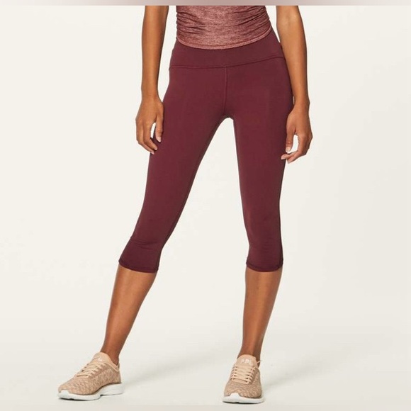 Lululemon Train Times Crop (17") - Size 6 Deep Rouge - Picture 2 of 9